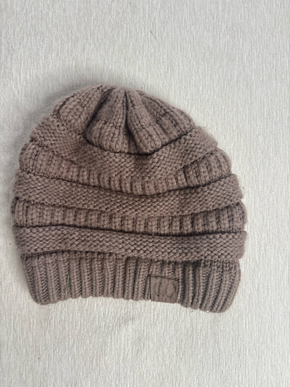 C.C Taupe Ribbed Knit Beanie